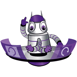 Emmett, our purple robot-alien.